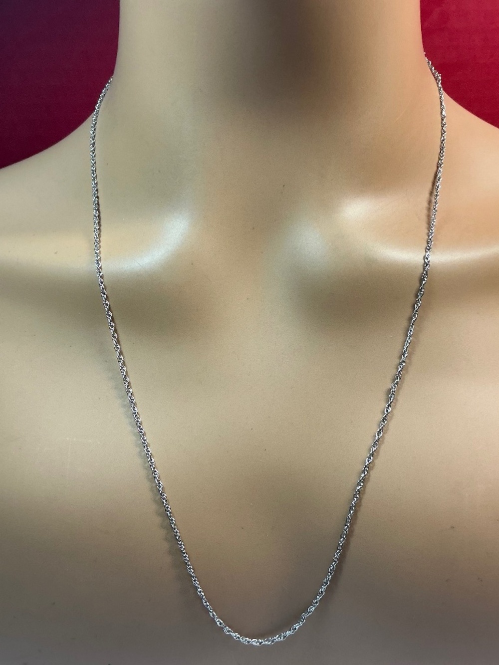 Vintage Sterling Silver Rope Style Necklace / Chain. 24 inches long